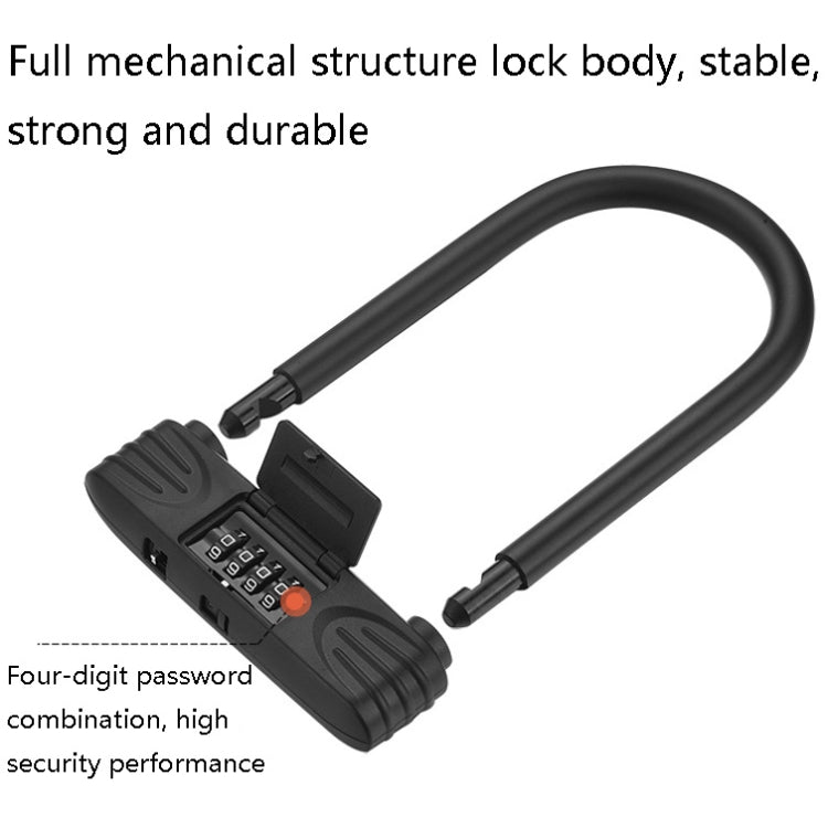 Black U-shaped password lock with 4-digit keypad and durable shackle