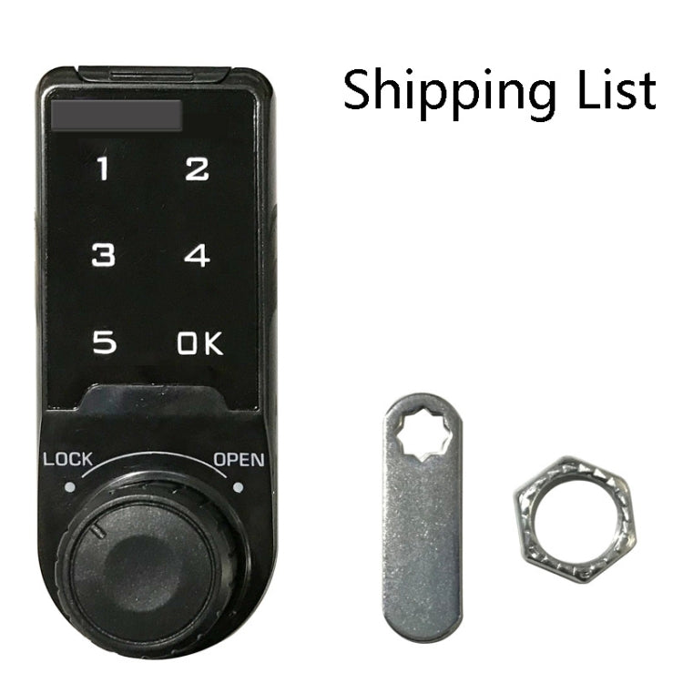 Electronic keypad lock with metal mounting key blank and mounting nut hardware