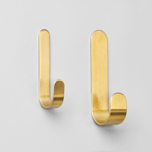 Brass Gold Color Brushed Hook Punch-Free Metal Hanging Hook, Small, Large