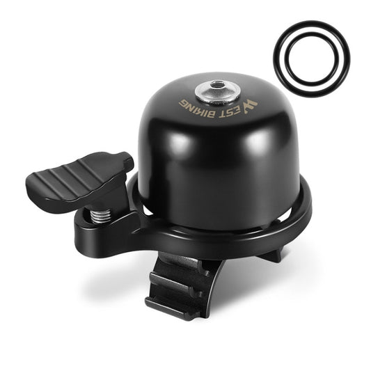 Black mini bicycle bell with clamp mount and finger ring