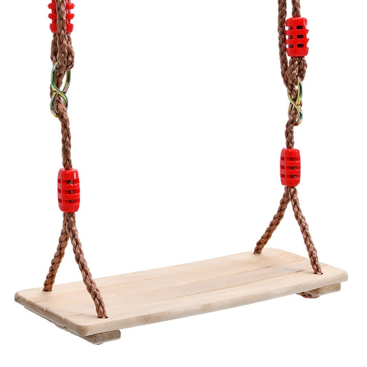 Adult Children Indoor Outdoor Wooden Swing Four Plank Swing,Random Color Delivery(Red), Wooden