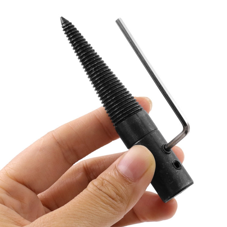 Black wheel shaft tip held in hand with an included L-shaped hex key