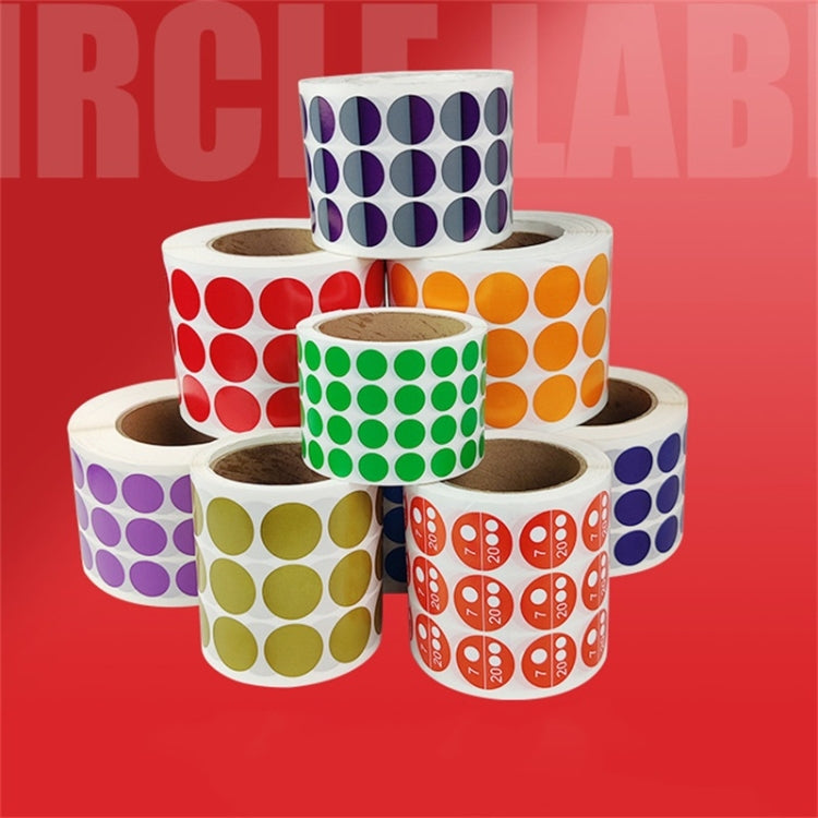 Set of roll stickers with purple, orange, green, yellow, and red dot patterns
