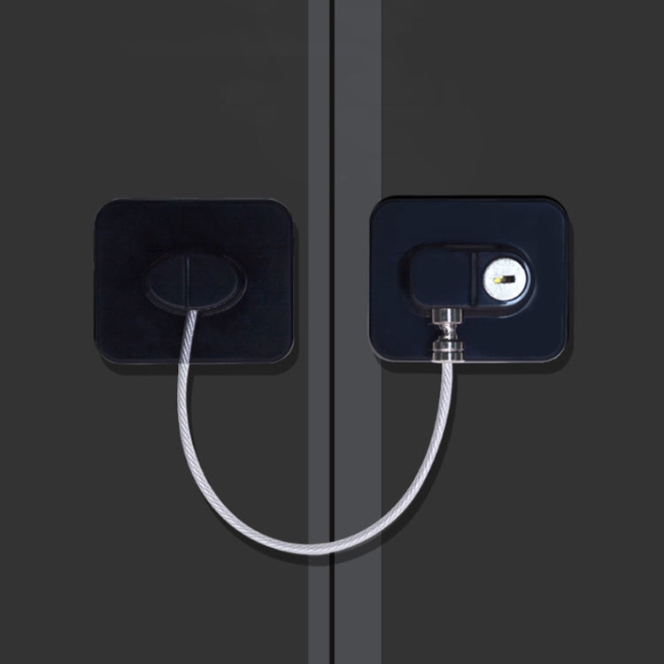 Child safety lock with two square anchors and white braided steel cable loop