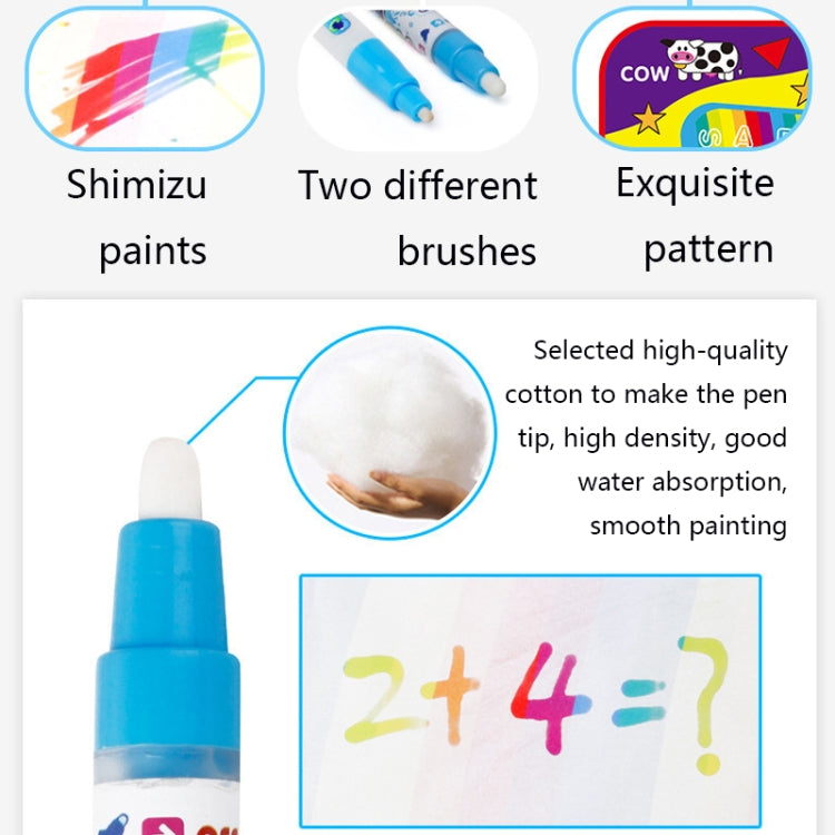 Water drawing mat kit: blue water pens with cotton tip and canvas surface