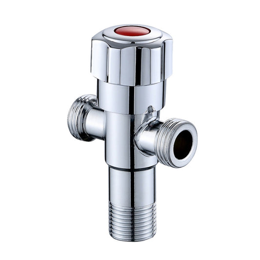 Stainless Steel Double Outlet Angle Valve Single Handle Double Control 1 In 2 Out Electroplating Wire Drawing Angle Valve, Plated, Drawing, Three Round Plated Cold Water, Three Round Plated Hot Water, Plum Wheel Plated Cold Water