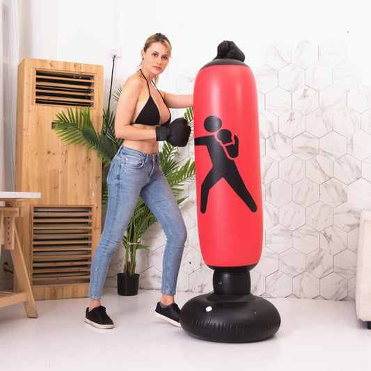 Thickened Fitness Adult Children Vertical Inflatable Non-Tumbler Boxing Column Inflatable Venting Angry Boxing Sandbag, 1.6m Yellow, 1.6m Red, 1.6m Black