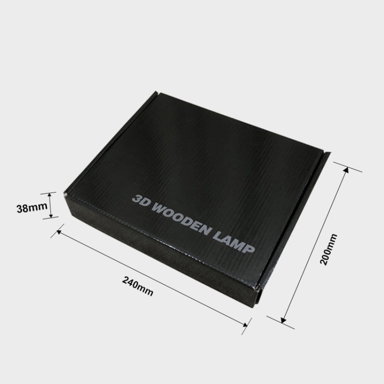 3D wooden lamp shipping box with dimensions, black packaging