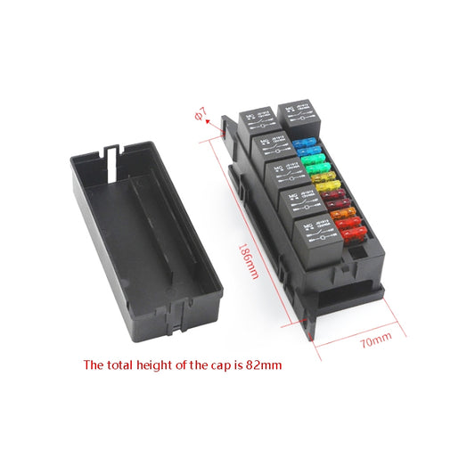 Car Modified 11-Way Fuse With 6-Way Relay Car Machine Cabin Link Inner Cassette Seat, 11-Way Fuse