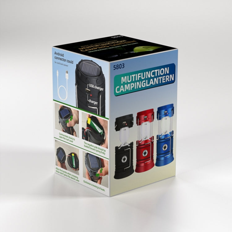 5803 Solar Camping Lamp Outdoor LED Emergency Portable Light Support USB Output, Solar + USB
