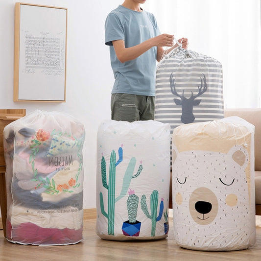 Large-capacity Household Waterproof Moisture-proof Quilt Storage Bag Packing Bag, Striped Deer, Cute Beer, Cactus, Garlands
