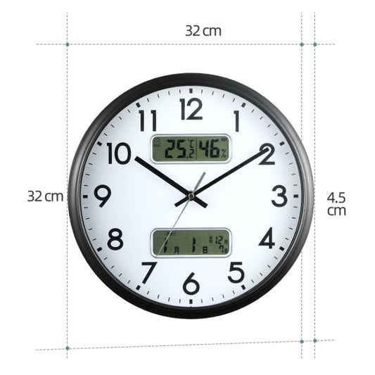 13 Inch Dual-screen LED Display Wall Clock Living Room Temperature And Humidity Calendar Multi-function Clock, Dual-screen LED Display Wall Clock