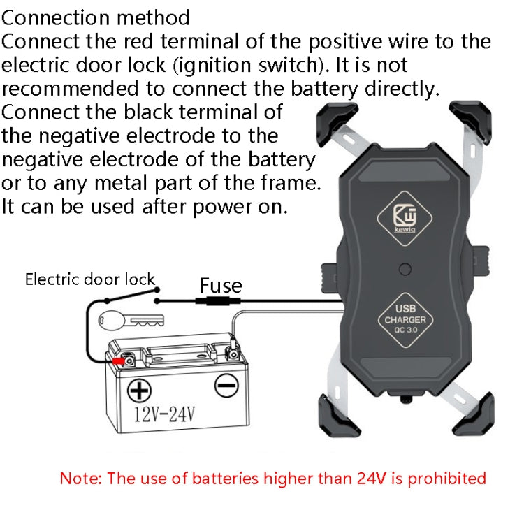 Motorcycle charging phone holder with wiring terminals and USB output, dark gray