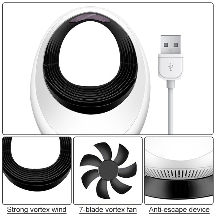White mosquito killer lamp with USB cable and vortex fan air intake design