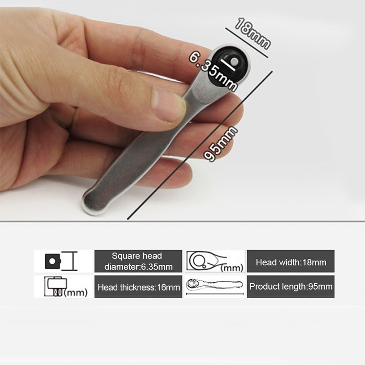 Mini single-ended torque ratchet wrench, compact head with curved grip handle
