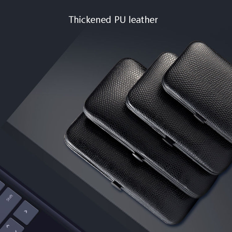 Black PU leather storage case with multiple slots for nail care tools