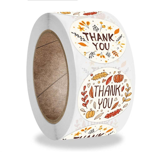 2 Rolls K-54 Thank You Floral Gift Decoration Sticker Label, Size: 2.5cm, 2.5cm, 3.8cm