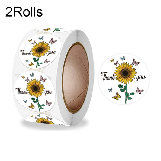 2 Rolls Animal Decoration Envelope Sealing Sticker Thank You Label, 2.5cm