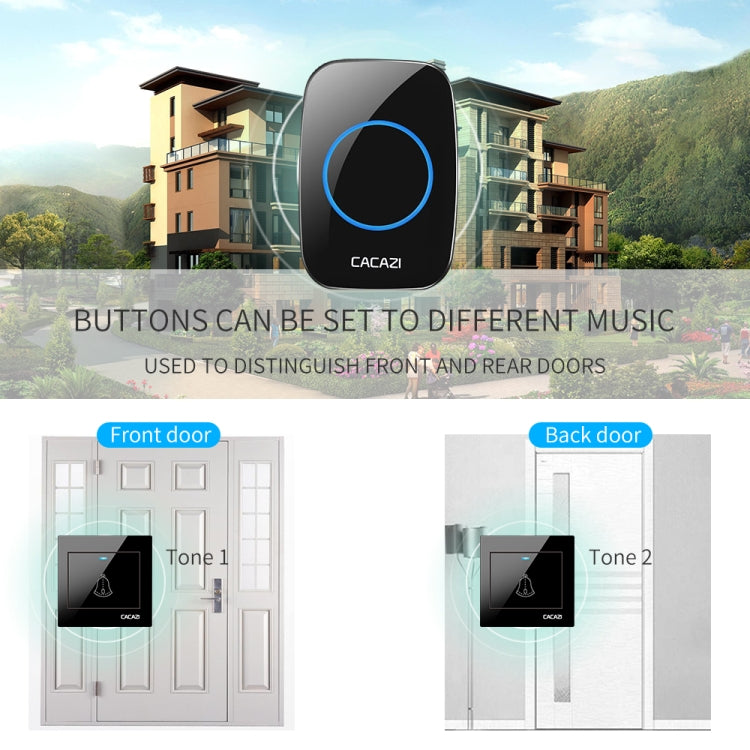 Wireless music doorbell: black doorbell buttons with blue ring light