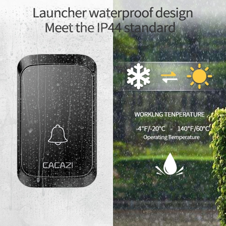 CACAZI wireless doorbell, dark black housing with doorbell button panel