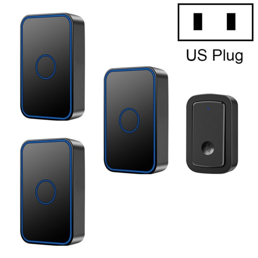CACAZI A19 One Button Three Receivers Wireless Music Doorbell without Battery, 1 For 3 US, 1 For 3 EU, 1 For 3 UK