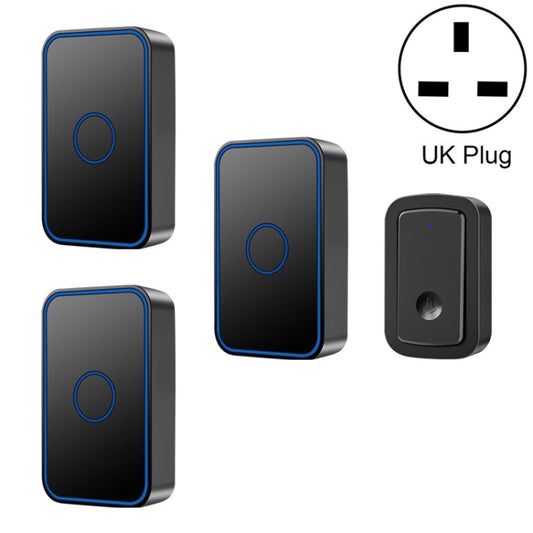 CACAZI A19 One Button Three Receivers Wireless Music Doorbell without Battery, 1 For 3 US, 1 For 3 EU, 1 For 3 UK