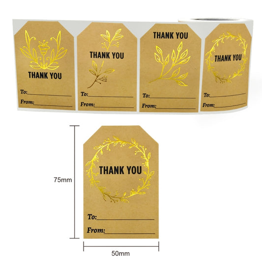 Kraft Paper Thank You Hot Stamping Sticker Gift Wrapping Decoration Label, K-74 Sticker