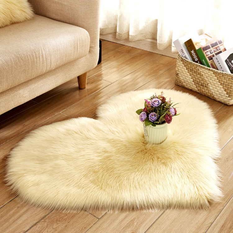Fluffy faux sheepskin area rug, cream-colored, shaggy pile mat