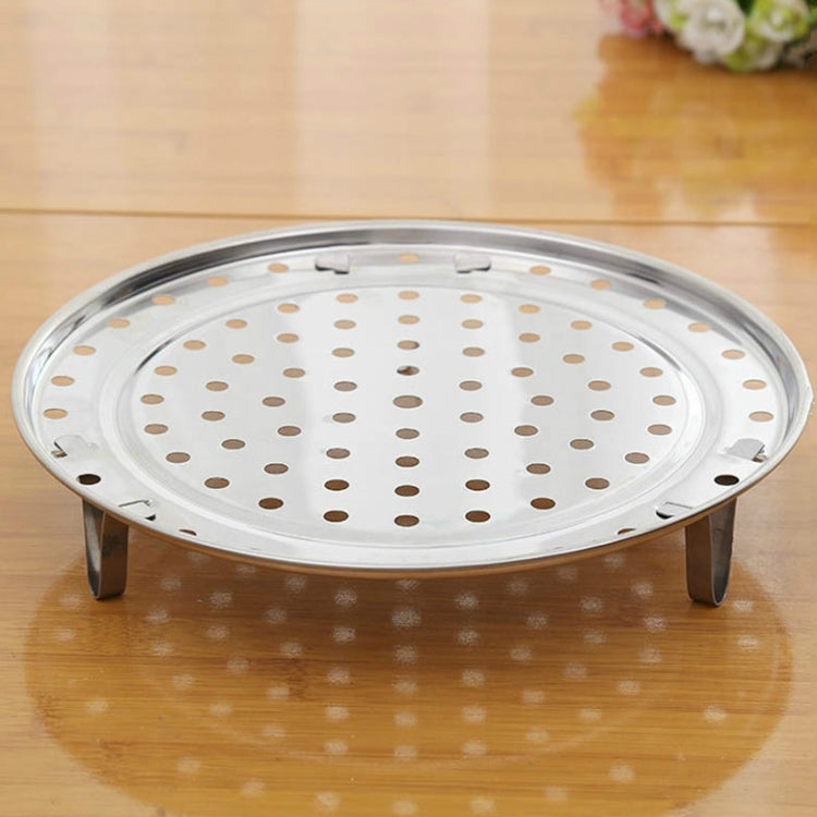 Perforated stainless steel steamer rack with three support legs