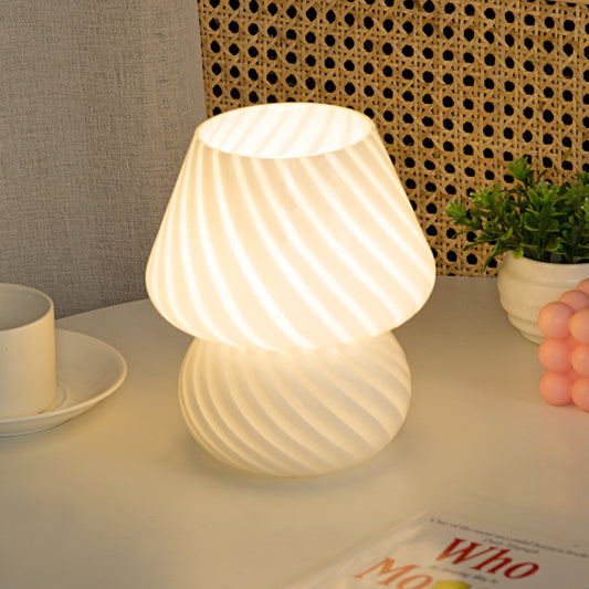 PJ-104 5W Mushroom Glass Bedroom Bedside Table Decoration Table Lamp, CN Plug, Specification:, Monochrome Warm Light, Three-color Dimming, Tmall Elf Light Bulb, Remote Control + Tmall Elf Bulb