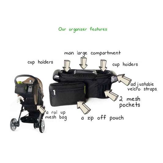 Baby Stroller Storage Hanging Bag Large Capacity Storage Bag Foldable Storage Basket Hanging Bag, Stroller Storage Bag