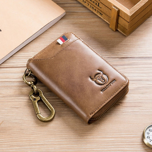 BUFF CAPTAIN 474 Multifunctional Leather Coin Purse Man Hanging Waist Door Anti-Brush Key Bag, Blue, Black, Yellow Brown, Brown, Yellow Brown Gift Box, Black Gift Box, Brown Gift Box, Blue Gift Box