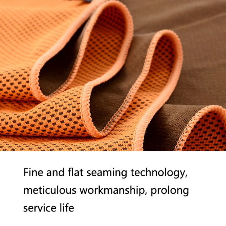 Quick-drying cold towel, orange rolled edge and stitched seams
