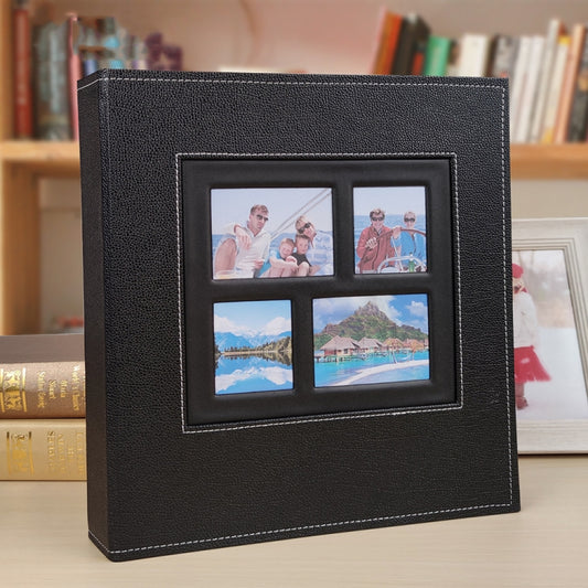 6 Inch 600 Sheets Leather Cover Photo Album Family Photo Album Storage Book, Black, Dark Brown, Light Brown