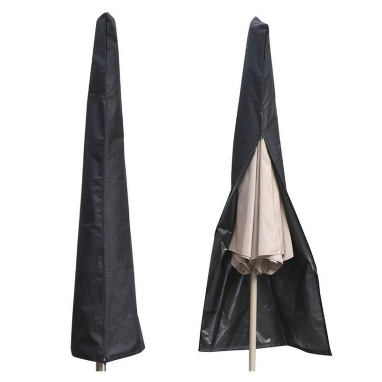 Waterproof parasol umbrella covers, tall bag and umbrella-mounted design in dark fabric