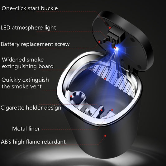 2 PCS Car Ashtray With Cover Hanging Invisible With LED Light Car Ashtray, 2 PCS Car Ashtray