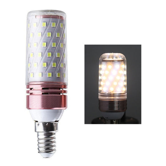 LED corn light candle bulb with E27 screw base, rose-gold ring, warm white glow