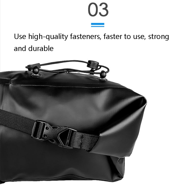 Black bicycle saddle bag with top handle loop and fastening buckle straps