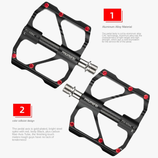 1 Pair PROMEND Titanium Axle Carbon Tube Bicycle Pedal Mountain Bike Road Bike 3 Palin Pedal, PD-M86C-TI, PD-R87C-TI