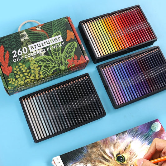 BRUTFUNER oily color lead set with patterned boxes and multicolored pencil leads in trays