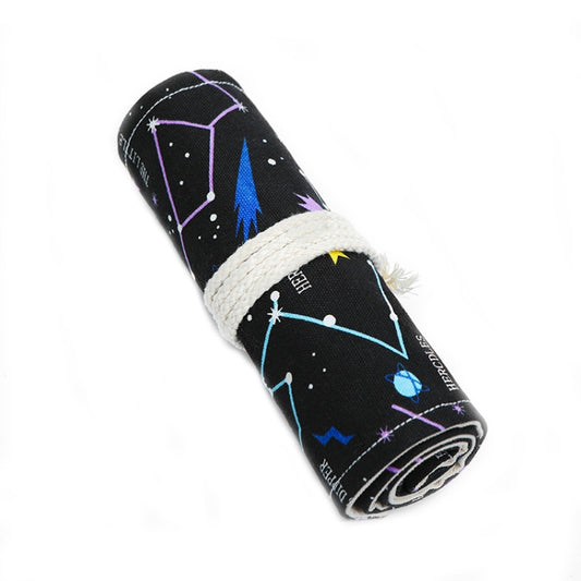 Night Sky Sketch Color Pencil Bag Students Large-Capacity Canvas Pen Curtain Roll Pen Bag, 12 Holes, 24 Holes, 36 Holes, 48 Holes, 72 Holes