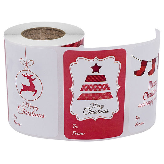 LG-Q090904-50/75 Red Christmas Elk Sticker Self Adhesive Gift Label, LG-Q090904-50/75