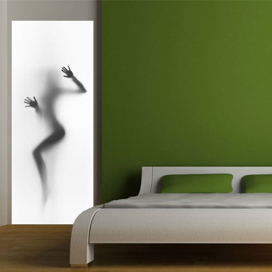 2 PCS/Set Silhouette Door Art Decor Home Creative DIY 3D Door Stickers Pattern for Wall Room Home Door Decor Decoration, 3D Door Sticker