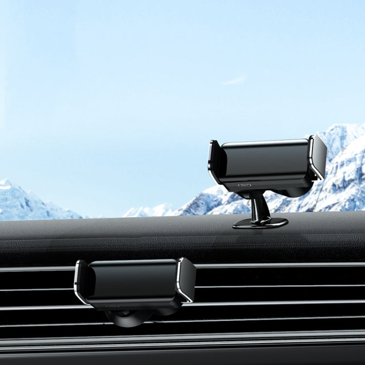 Electric car phone holder mounted on air vents with black stand and clamp