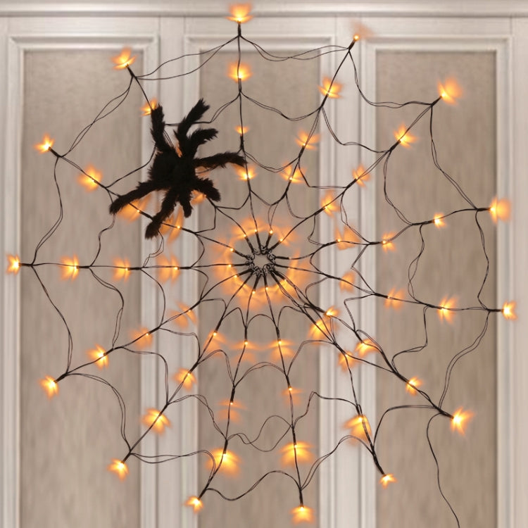 LED Spider Web Lamp with Remote Control Halloween Atmosphere Decoration Props, Power:, USB-in, Battery Box
