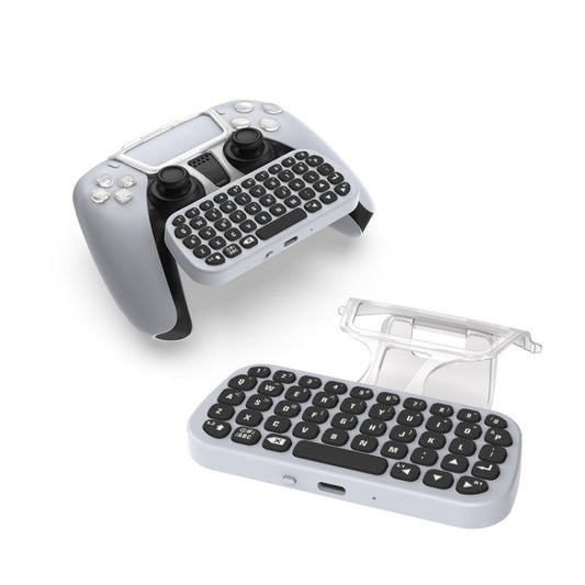 Wireless Bluetooth gamepad keyboard with black keycaps and grey body