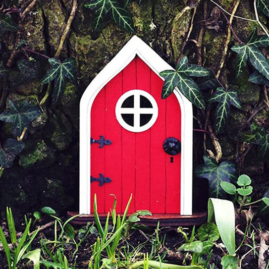 Courtyard Wooden Miniature Fairy Dwarf Door Tree Decoration, Window Door (Green), Window Door (Pink), Window Door (Red), Window Door (Yellow), Oval Door (Blue), Oval Door (Red), Oval Door (Yellow)