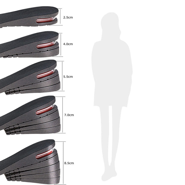 Black height insole thickness options shown from 2.5cm to 8.5cm