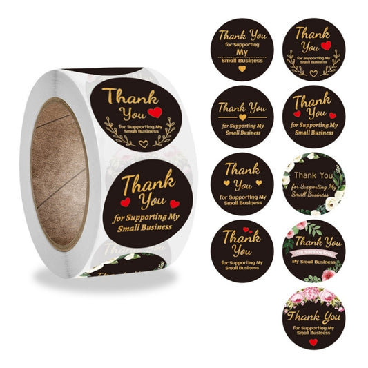Round Thank You Sticker Floral Decoration Gift Envelope Sealing Sticker, 2.5cm / 1 Inch