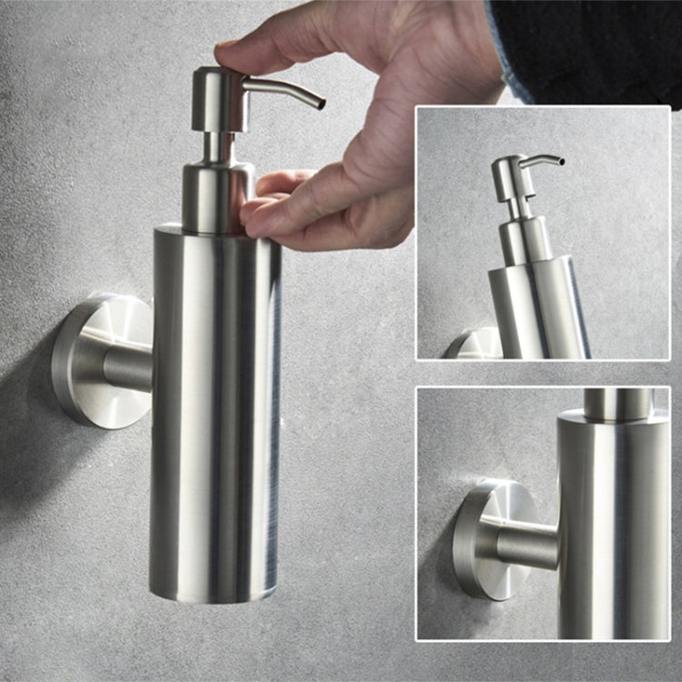 Stainless steel soap dispenser operated by hand with wall-mounted bracket